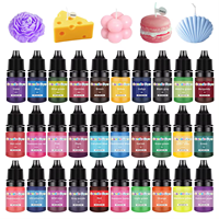 30가지 색상 각 5ml 양초 염료 사용하기 쉬운 고농축 소이 왁스 및 비누용 액상 양초 색소 (양초 제작용)