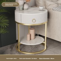Table basse moderne de luxe avec plateau en marbre et structure en acier inoxydable, tiroirs robustes à forte capacité de charge, doubles étagères pour salon