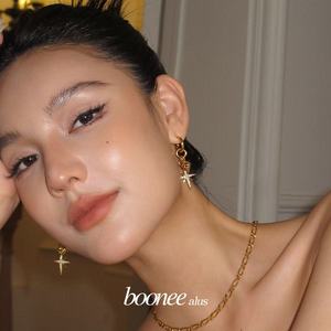 Boonee alus Retro Licht Luxus High-End-Gefühl achteckigen Stern besetzt Diamant Herz Ohrringe Sommer Nische einzigartige Ohrringe - Product Image 2