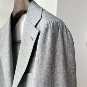 Blazer da <span class=keywords><strong>Uomo</strong></span> Grigio in Lana e Lino VBC Italiano Monopetto Traspirante Antipiega Lusso Business Casual Giacca Elegante per <span class=keywords><strong>Matrimonio</strong></span> - Product Image 4