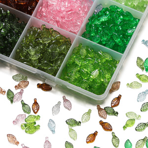 <b>Acrylic</b> Colorful Diamond Leaf Beads For DIY Jewelry Making Earrings Bracelets Pendants 50Pcs Assorted Colors Small Size - Product Image 3
