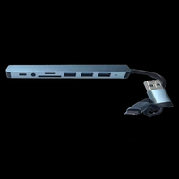 Stasiun Dok 3.0 HUB USB Tipe C, stasiun Dok berkepala ganda 8-in-1 dengan 5Gbps kecepatan tinggi port USB Splitter pembaca kartu Sd Tf adaptor OTG
