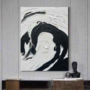 ภาพวาดอะคริลิกแฮนด์เมดสไตล์โมเดิร์นนามธรรมของ <span class=keywords><strong>NANKAI</strong></span> บนผืนผ้าใบ สำหรับใช้ภายในอาคาร สีดำขาว - Product Image 1