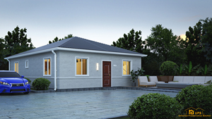 Villa préfabriquée de 93 <span class=keywords><strong>m2</strong></span> avec trois chambres, design moderne, panneaux sandwich ignifuges A1, avec carport, À VENDRE - Product Image 2