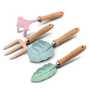 Children's Garden <b>Tool</b> Set Soil Digger Shovel Rake Leaf Design Lightweight Manual For Planting Flower Gardening Kids Use - Product Image 5