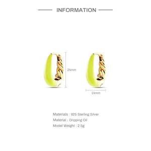 Pendientes de Aro en Forma de U de Plata de Ley S925 Multicolor CANNER, Pendientes de Esmalte de Verano con Diseño de Croissant Trenzado - Product Image 2