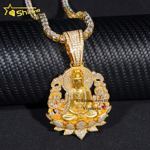 3D Design Avalokitesvara Bouddha Pendentif Bouddhisme Haute Qualité Personnalisé Glacé Véritable Or Plein Diamants Naturels Bijoux Pendentif - Product Image 2