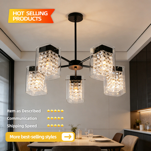 Lámpara Colgante Lineal Moderna de Lujo con Base E26 para Cocina, Comedor y Bar, Forma Cuadrada, Uso Doméstico - Product Image 3