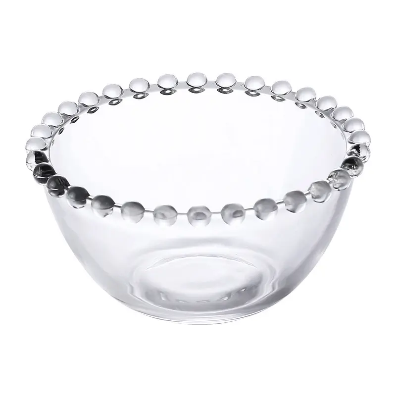 Luxurious food container with lace Round fruit bowl Mini ice cream bowl Transparent salad dessert glass bowl