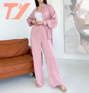 TUOYI Long Sleeve Sleepwear Single-Breasted Loose Women's Home Clothes Pink Lapel Home Suit For Women Pajama