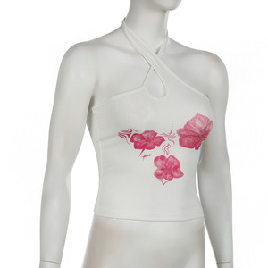 Camisetas informales con cuello redondo para mujer, camisetas ajustadas de manga corta con lazo bonito, camisetas versátiles básicas de verano de punto blanco - Product Image 4