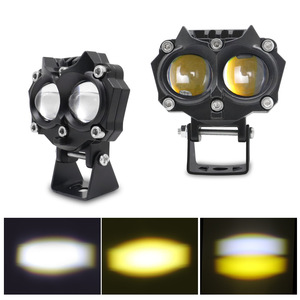 Qideguan Dual-Color Motorcycle <b>Spotlight</b> 12V LED White Yellow Flashing IP67 Auxiliary Light For Electric Vehicles And - Product Image 5