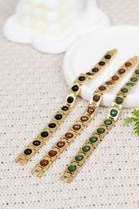 Bracelet masseur en titane plaqué or pour hommes femmes bijoux de couple tendance pierre d'énergie tourmaline réglable en acier inoxydable - Product Image 4