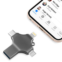 Clé USB 3.1 en métal 4 en 1 populaire et nouvelle, haute vitesse pour appareils iOS et Android, compatible OTG, transfert de données rapide