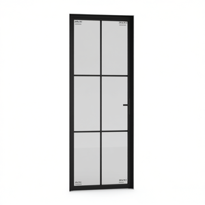 Porta Interna in Alluminio con Vetro Nero Opaco 29.9x79.3, Isolamento Acustico, Design Minimalista - Product Image 1