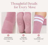 Chaussettes mi-mollet antidérapantes de haute qualité pour femme, en fibre de bambou respirante, avec logo personnalisé, pour Pilates et Yoga, collection automne