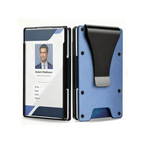 New Hot Selling <b>RFID</b> Blocking Aluminum Minimalist ID Card <b>Wallet</b> with Money Clip and Transparent Window <b>for</b> <b>Men</b> Women 7 Colors - Product Image 1