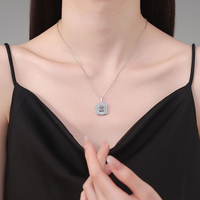 Collier scintillant certifié IGI, bijoux en argent sterling 925, moissanite, grand pendentif en forme de cube de sucre, colliers pour femmes