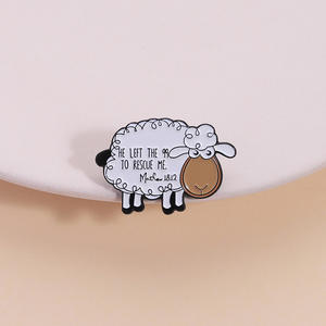 卸売手紙彼は私を救助するために99を残しました新しいかわいい羊のブローチクリエイティブ漫画アニマルメタルソフトエナメルラペルピンバッジ - Product Image 4