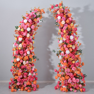 Fleurs artificielles élégantes au toucher réel pour mariage, rose vif et <span class=keywords><strong>orange</strong></span>, pour arche de fond de scène, fournitures événementielles, emballage carton - Product Image 1