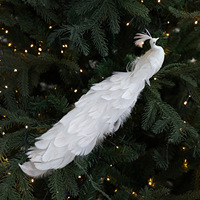 Luxuriöse Feder-Pfau Weihnachtsbaumschmuck Glitzer-Vogel Hängedekoration für Feiertage Party Heim-Dekor