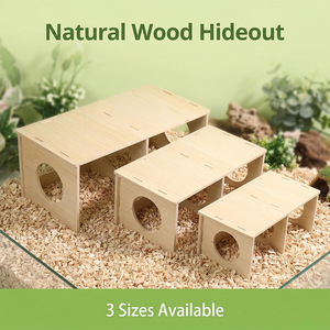Escondite de madera para hámster pequeño de 21x10.8x8cm con plataforma de segundo piso para casa de mascotas - Product Image 3