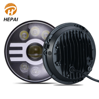 Lampu depan bulat Led, lampu depan bulat Led 7 inci 65W 12V tahan air cincin malaikat otomatis kedip rendah Harga terbaik untuk sepeda motor