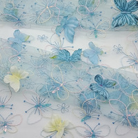 Accessoires pour cheveux faits main en tissu maille 3D avec broderie florale et papillons découpés au laser, garnitures et fournitures DIY