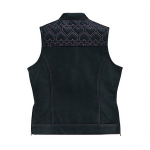 Gilet décontracté coupe-vent en cuir véritable noir pour homme, col montant, style motard, poche avant, sans manches, vêtement d'extérieur d'hiver - Product Image 2