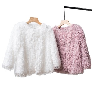 KY Drop Shoulder Cropped <strong>Lightweight</strong> Cardigan Round Neckline and Long Sleeves Wholesale Fashion Feather <strong>Jacket</strong> for <strong>Women</strong> Stylish - Product Image 1