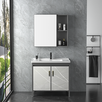Meubles de salle de bain modernes en aluminium de 100, 120, 140 cm avec lavabo mural en ardoise rocheuse, nouveau design, prix abordable