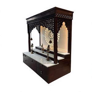 Elegant Home Temple Designs Factory Prices Traditional Modern Brown Polished Pooja Mandir Indian Solid Teak Wood Customized Size - Product Image 6