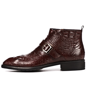 Botas de negocios altas occidentales para hombre, tobillo grueso, cuero genuino hecho a mano para piel, diseño de tendencia de moda - Product Image 4