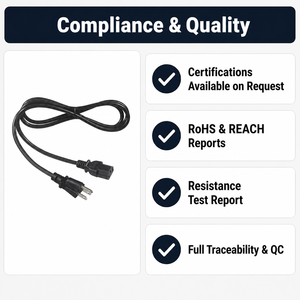 สายไฟ AC 3 ขา แบบ NEMA 5-15P ต่อ IEC C13 สายไฟคอมพิวเตอร์ 18AWG 10A 125V สำหรับเดสก์ท็อป พีซี มอนิเตอร์ เครื่องพิมพ์ - Product Image 4