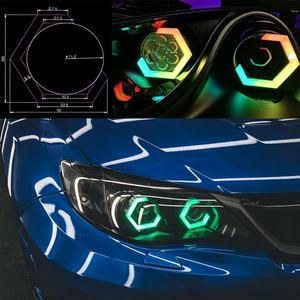 ไฟหน้าแบบปรับปรุงใหม่ ขนาด 90 มม. LED RGBW Angel Eye Hex Light DRL Halo Ring ควบคุมผ่านแอป BT - Product Image 1