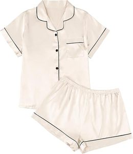 Ensemble en satin de soie pour femme Quiet Girl, haut boutonné et pantalon, vêtements de détente légers pour l'été - Product Image 2