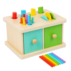モンテッソーリ教育用木製色分けおもちゃ卸売 - 幼児用感覚引き出しボックス、細かい運動能力と物体永続性のための - Product Image 1