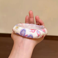 Bracelet large et épais en résine, motif floral à pois coloré, tendance, bijoux fantaisie, cadeaux pour femmes