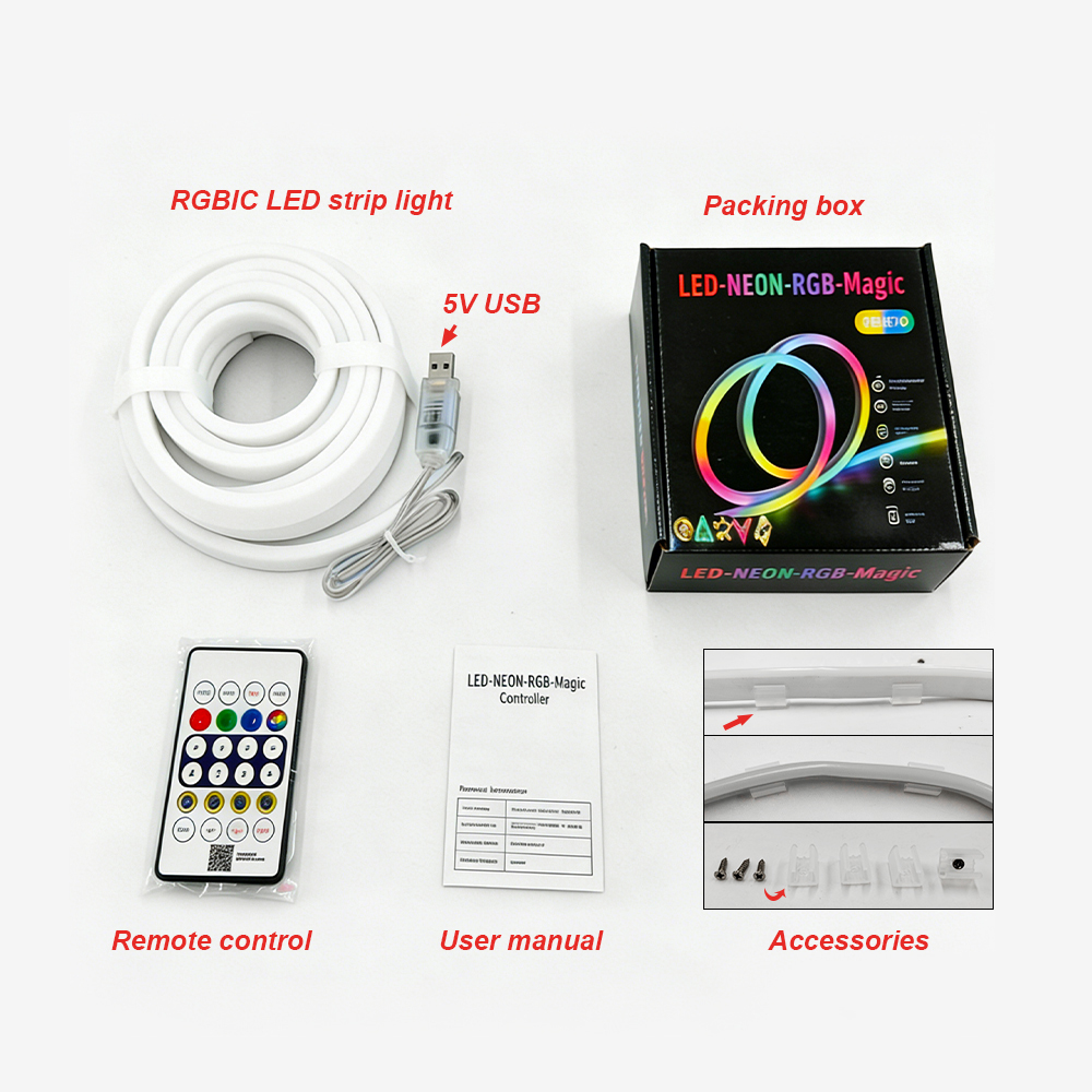 Waterproof Rgb Magic Color Led Neon Light 5m Flexible Soft Rope Strip High Brightness for Bedroom Living Gaming Room Party · image 5