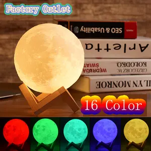 8Cm 10Cm 12Cm 15Cm 18Cm 20Cm 22Cm Touch Slaapkamer Tafel Bureau Led Lamp kid Baby 3D Maan Lamp Nachtlampje, 3D Moon Night Light Lamp