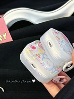 Dessin animé lignes colorées chiot cerise Transparent et pendentif pour Airpos Pro 1 2 3 4 étui sans fil Bluetooth Silicone couverture souple
