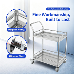 Commercial Grade 3 <b>Shelf</b> Stainless Steel <b>Utility</b> Cart Rolling Wheels Heavy Duty Food Service Trolley for Restaurant Kitchen - Product Image 6