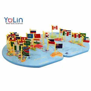 Map Geographic Knowledge Learning Wooden World Map Learning Geography teaching supplies