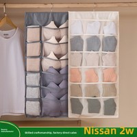Sac de rangement suspendu en feutre non tissé pour sous-vêtements, double face, pour soutien-gorge et chaussettes, organisateur de garde-robe mural pliable