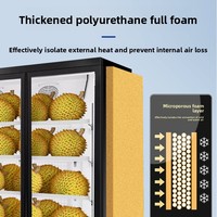 Lemari Pendingin Vertikal Komersial Pendingin Udara Auto Defrost Pintu Kaca Anti-Kabut Kontrol Digital Refrigeran R290 Multi-Voltase
