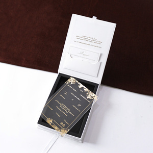 Sang trọng tùy chỉnh bằng đá cẩm thạch in trắng đen bìa cứng Pocket <span class=keywords><strong>Box</strong></span> rõ ràng Acrylic lời mời cho đám cưới Kinh doanh Quà tặng lưu niệm - Product Image 5