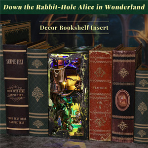 طقم منزل مصغر للتركيب الذاتي من ميني سيتي، لغز خشبي ثلاثي الأبعاد للبالغين، حامل كتب زخرفي، غطاء واقي من الغبار، هدية - طقم كتب مصغرة - Product Image 5