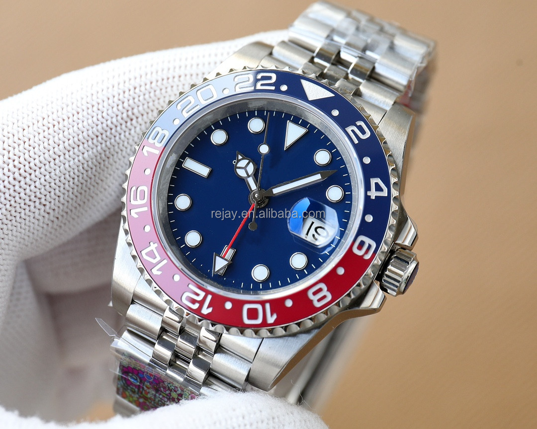 Original CLEAN Watch New Men's Luxury 3186 Function 10ATM Automatic Mechanical Movement Watch 40mm Red Blue Watches for Men