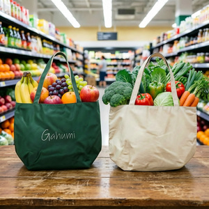 Sac fourre-tout en toile de coton et nylon personnalisé à prix d'usine, sac de shopping réutilisable 2-en-1, sac à bandoulière pour promotion et cadeau - Product Image 3
