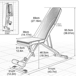 Banc <span class=keywords><strong>de</strong></span> musculation réglable pour salle <span class=keywords><strong>de</strong></span> sport à domicile, bancs d'entraînement <span class=keywords><strong>de</strong></span> force pliables multi-usages - Product Image 5